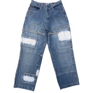 Vintage Y2K Southpole Patchwork Blue Denim Baggy Jean Skater Pants